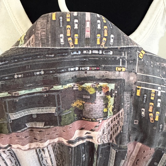 Maceoo men's Small/medium Button Down Shirt Italian Fabric Cars/city Scape - Picture 6 of 10